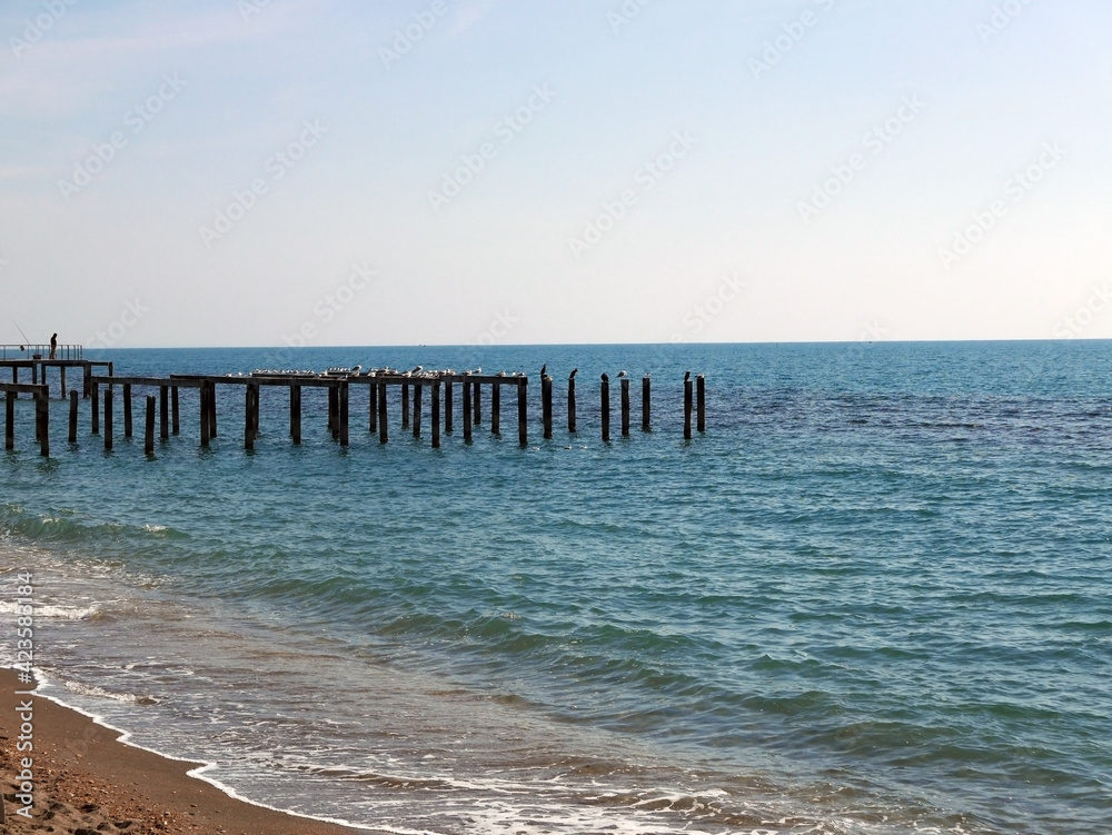 Fototapeta premium vista del mare con pontile in una giornata serena