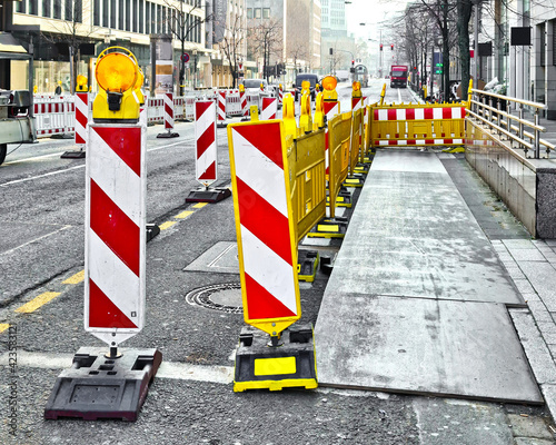 Baustellenabsperrung in der Innenstadt

