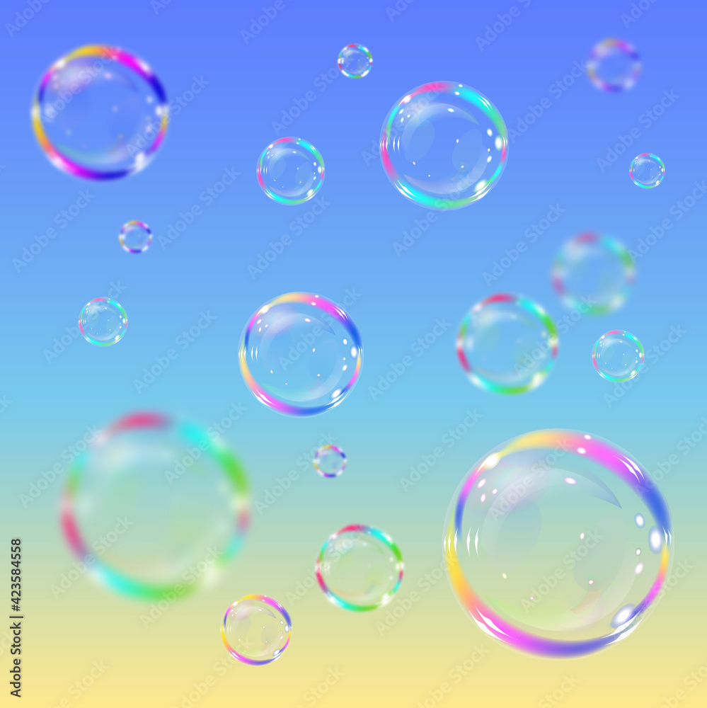 soap bubbles drifting up away into the sky