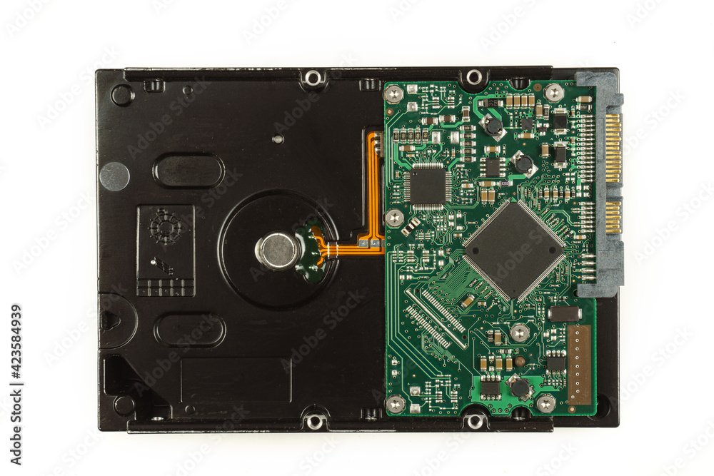The hard disk of the computer. Isolated. HDD. Close-up The hard disk of the computer. Isolated. HDD. Close-up