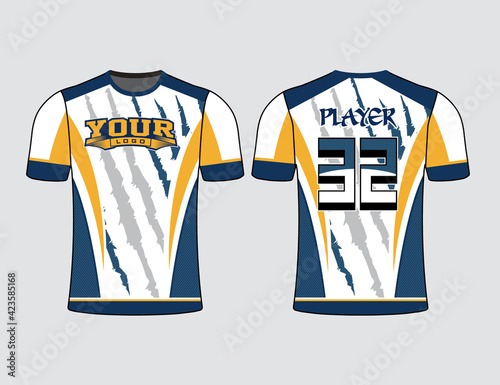 Sports gear template and mockup perfect for all sports team uniforms. Designs that go on casual wear, T-shirts, fashions and sports apparels