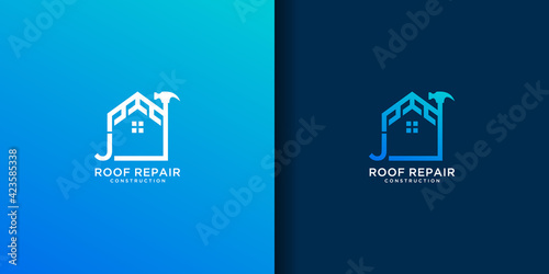 Letter j home roof repair logo