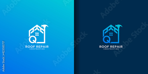 Letter q home roof repair logo