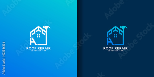 Letter a home roof repair logo