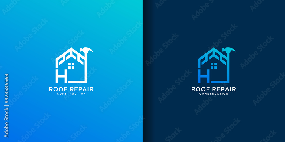Letter H home roof repair logo Letter H home roof repair logo