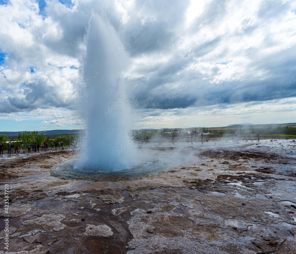 The geyser Strokkur in the Golden Circle in the south of Iceland The geyser Strokkur in the Golden Circle in the south of Iceland
