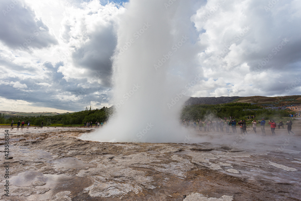 The geyser Strokkur in the Golden Circle in the south of Iceland