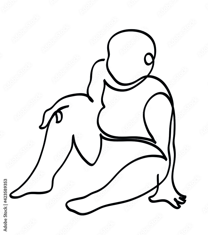 One line drawing of happy baby.
One continuous line drawing of sitting cute baby. One line drawing of happy baby.
One continuous line drawing of sitting cute baby.