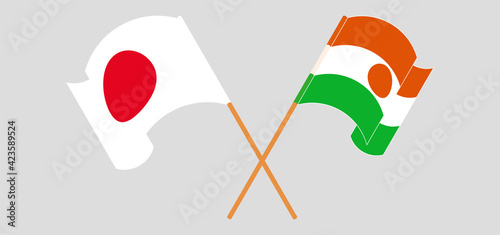 Crossed flags of Japan and the Niger. Official colors. Correct proportion