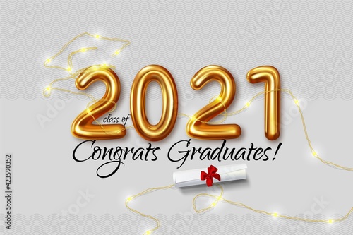 Congratulation graduates 2021 class of graduations. Vector illustration