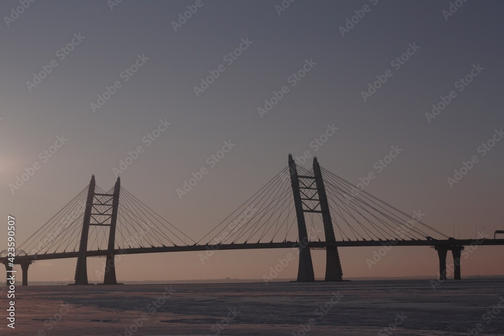 bridge over the bay in winter