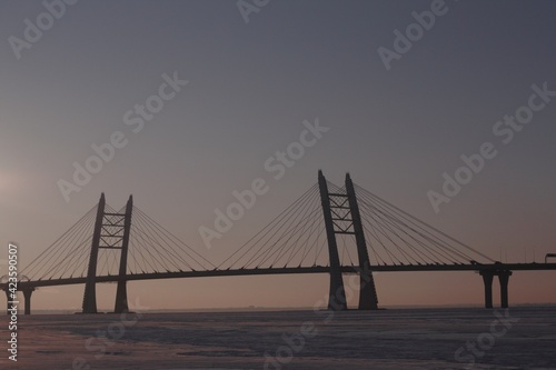 bridge over the bay in winter