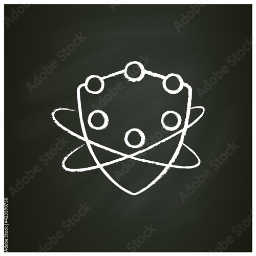 Complement system chalk icon. Complement cascade. Immune system concept. Immunology. Body defence system. Health, immunity, disease prevention.Isolated vector illustration on chalkboard