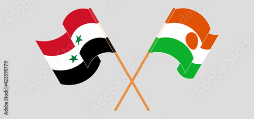 Crossed flags of Syria and the Niger. Official colors. Correct proportion
