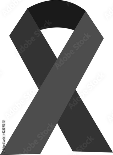 Black ribbon symbolising death, mourning and funeral