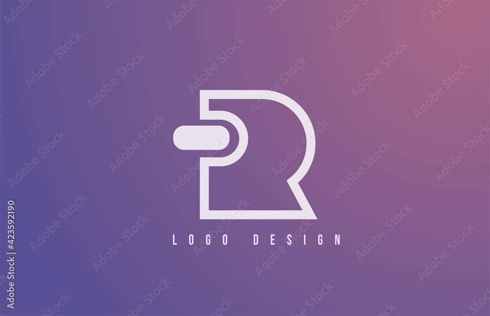 R alphabet logo letter for business and company with geometric style and pastel color. Corporate brading and icon lettering with simple blue design