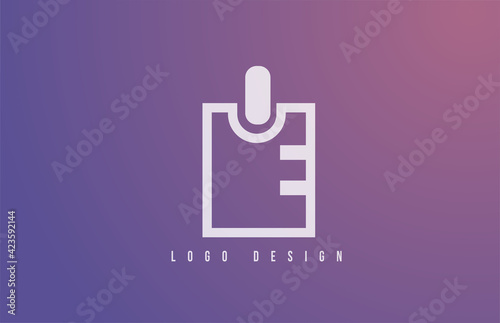 E alphabet logo letter for business and company with geometric style and pastel color. Corporate brading and icon lettering with simple blue design photo