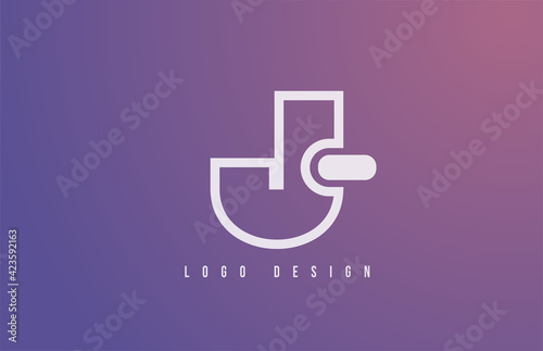 J alphabet logo letter for business and company with geometric style and pastel color. Corporate brading and icon lettering with simple blue design photo