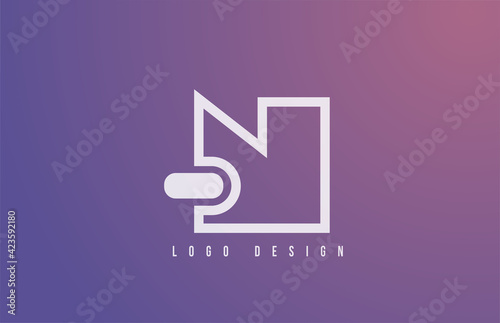 N alphabet logo letter for business and company with geometric style and pastel color. Corporate brading and icon lettering with simple blue design