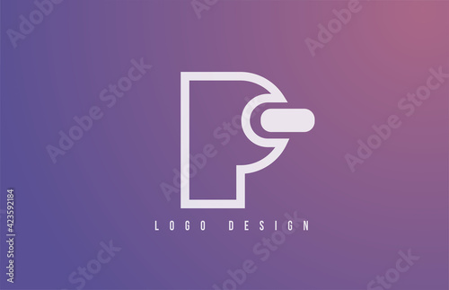 P alphabet logo letter for business and company with geometric style and pastel color. Corporate brading and icon lettering with simple blue design