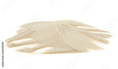 River sand pile isolated on a white background. Sand dunes.