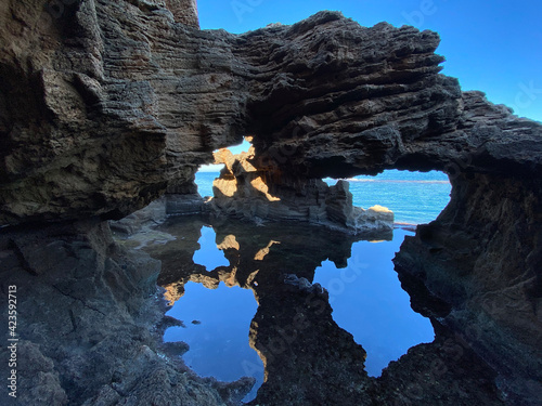 view of Cova Tallada located in Denia, province of Alicante, Spain