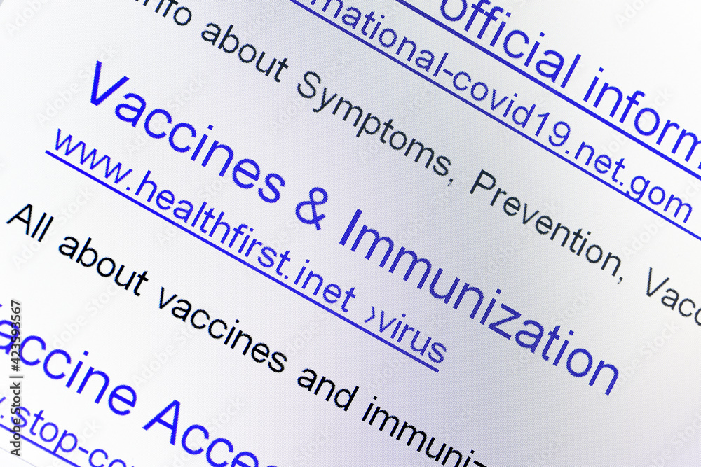 Internet search results for coronavirus with The links of imaginary no-existing websites on display, close up. Internet search results for coronavirus with The links of imaginary no-existing websites on display, close up.