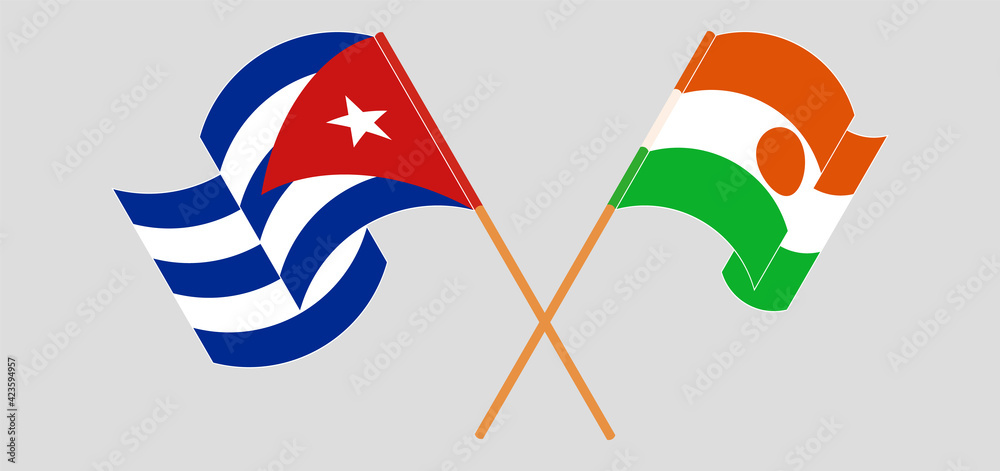 Crossed flags of Cuba and the Niger. Official colors. Correct proportion Crossed flags of Cuba and the Niger. Official colors. Correct proportion