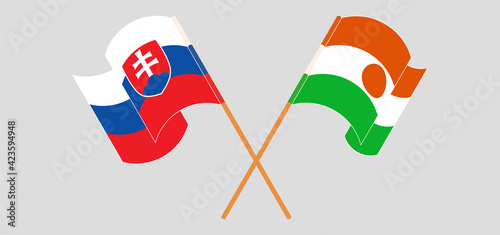 Photography Crossed flags of Slovakia and the Niger