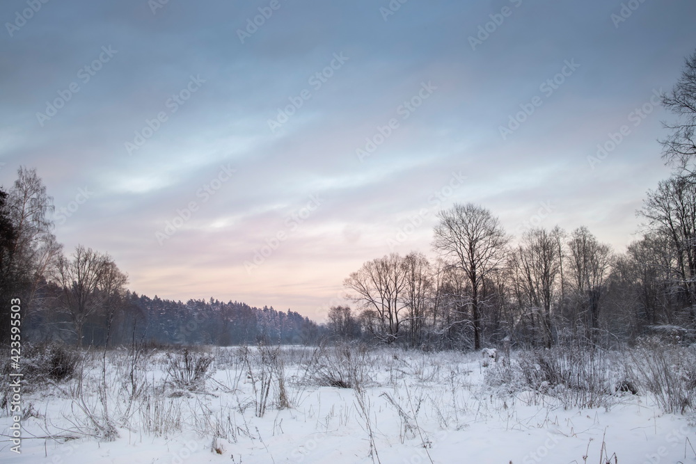 Beautiful snowy winter landscape panorama with sun. Beautiful snowy winter landscape panorama with sun.