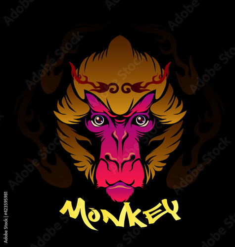monkey design for sukajan is mean japan traditional cloth or t-shirt with digital hand drawn Embroidery Men T-shirts Summer Casual Short Sleeve Hip Hop T Shirt Streetwear logo photo
