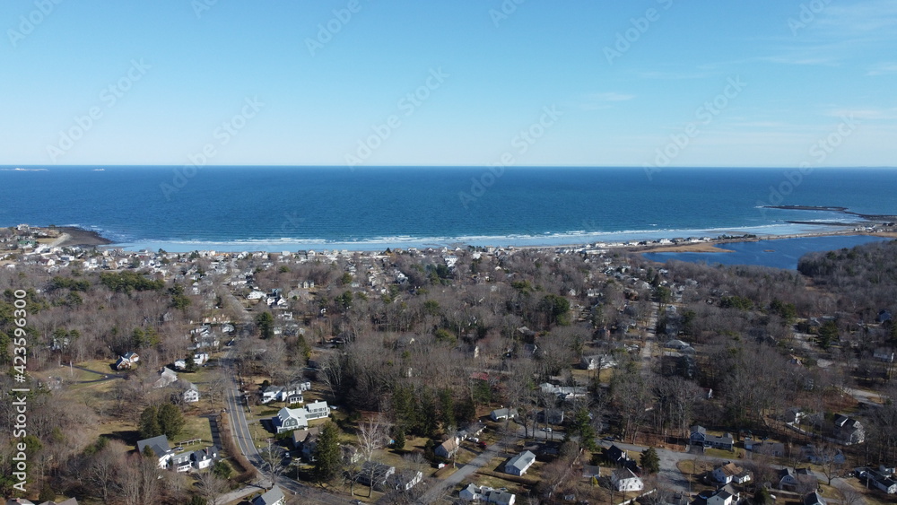 ocean and a town