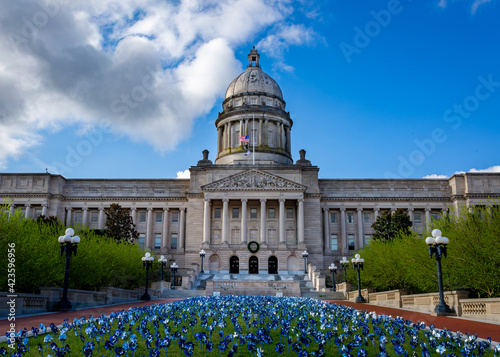 Frontal facade of Kentucky State Capitol Building in the capital city of Frankfort during early spring photo