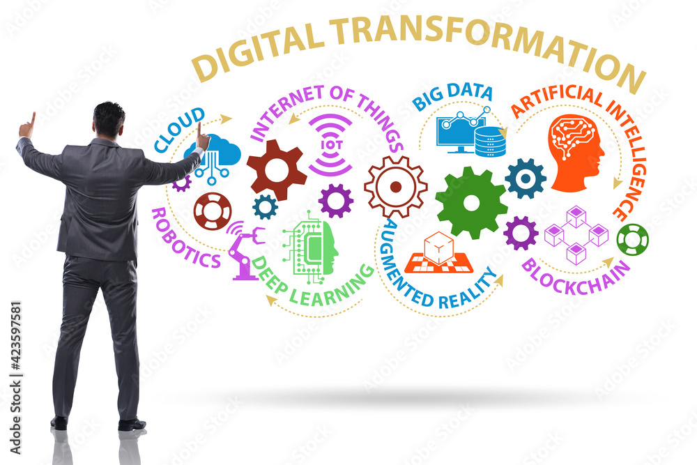 Concept of digital transformation with businessman Concept of digital transformation with businessman