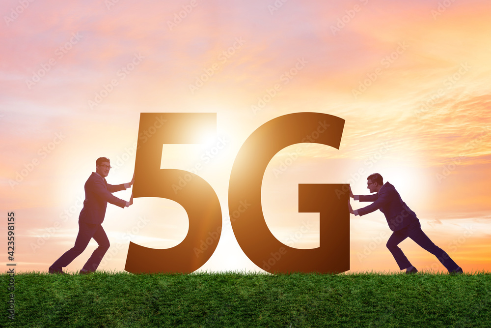 5G communication network concept with silhouettes 5G communication network concept with silhouettes