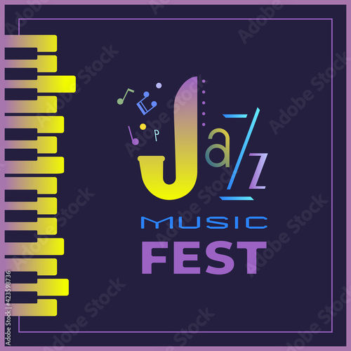 Sticker Jazz Music Fest colorful vector poster template