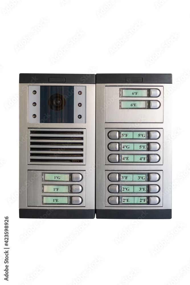 grey intercom isolated on white background grey intercom isolated on white background