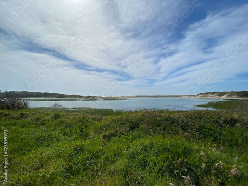 The mouth and estuary of Neiva River in Castelo do Neiva  Viana do Castelo  Portugal.