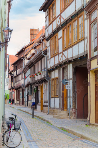 Quedlinburg street with old buildings