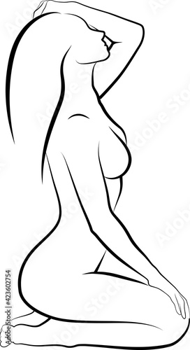 sketch of woman touching her head