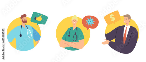 Businessman Sponsor Offer Donation and Help in Finance Issues to Medical Staff. Medicine Sponsorship Support Concept