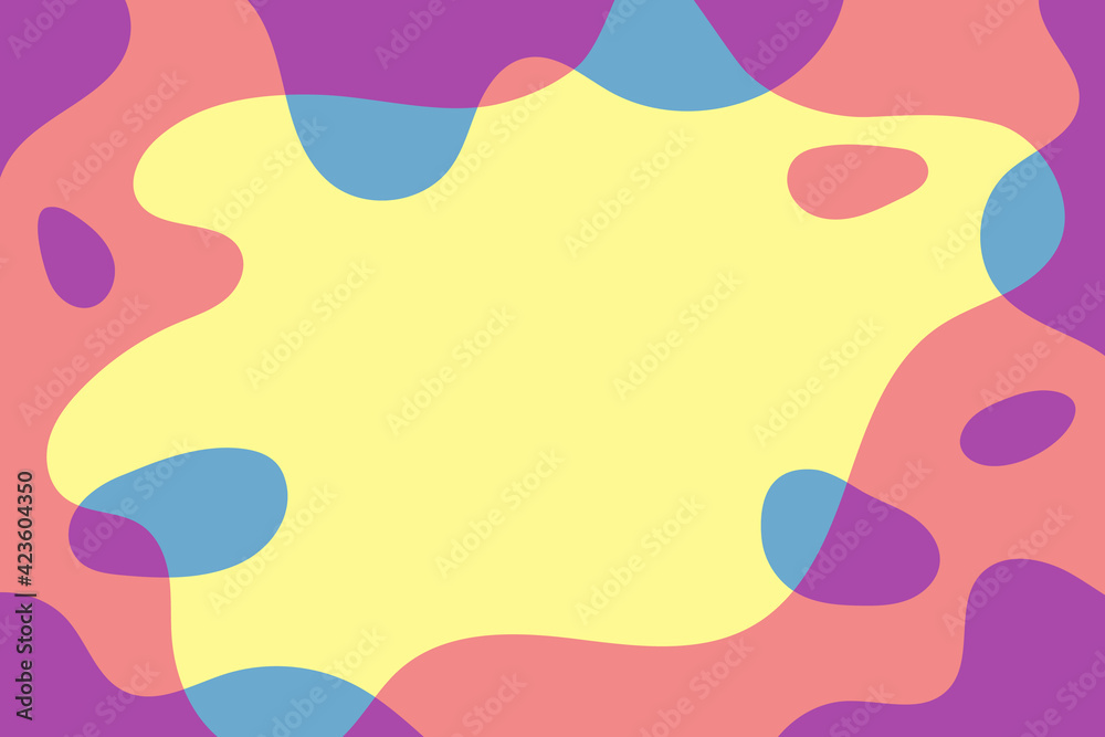 Vector bright background with copy space. Trendy design. Abstract shapes colored in overlap style.
