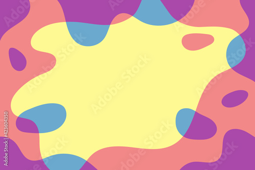 Vector bright background with copy space. Trendy design. Abstract shapes colored in overlap style.