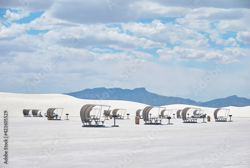 Empty rest area at White Sands National Park