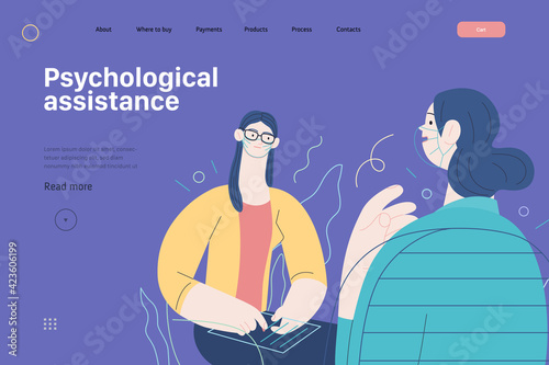 Medical tests template - psychological support. Modern flat vector