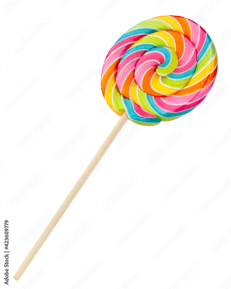 Colorful lollipop isolated on white background, full depth of field, clipping path Colorful lollipop isolated on white background, full depth of field, clipping path
