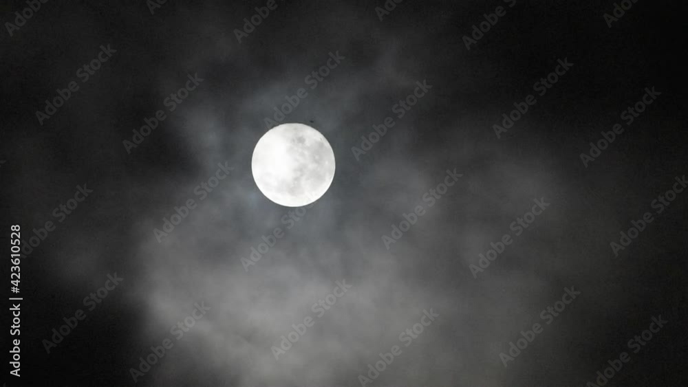 full moon and moving clouds with a few bats flying around full moon and moving clouds with a few bats flying around