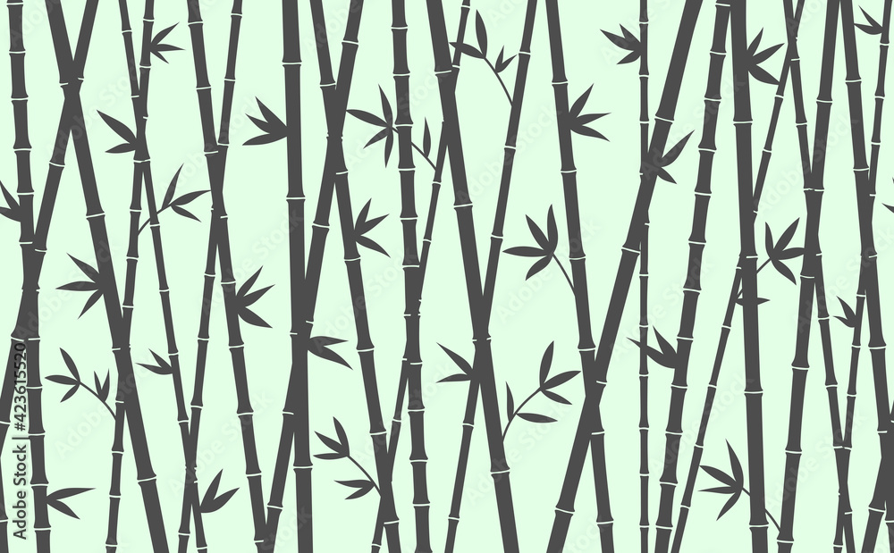 Naklejka Wzór lasu bambusowego. Poziome bezszwowe tło wektor