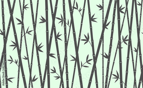 Fototapeta Naklejka Na Ścianę i Meble -  Bamboo forest pattern. Horizontal seamless vector background