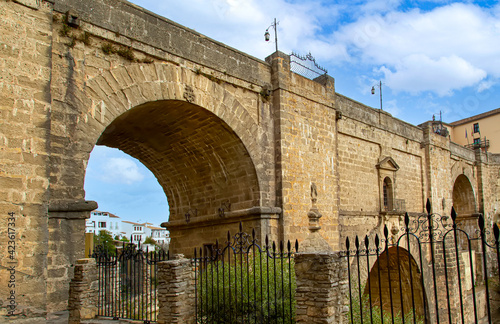 Ronda, Spain, Scenic view of a Puente Nuevo Arch and Puente Nuevo Bridge